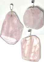Rose quartz slice pendant necklace on cord