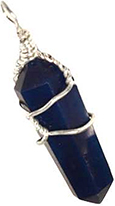 Wire wrapped blue onyx point necklace on black cord
