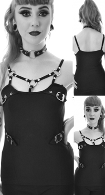 Chemical Black cotton elastane buckles and straps Kay top