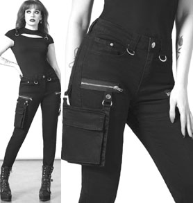 Killstar Assent black cotton elastane ladies' Dominance skinny jeans