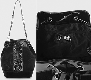 Killstar Otherworld drawstring black velvet handbag