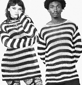 Killstar black acrylic black/white stripe unisex Grunge knit sweater top