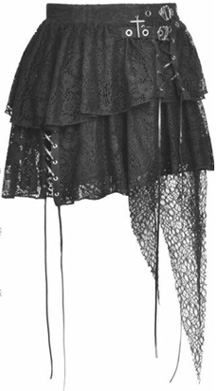 Dark in Love Gothic punk lace irregular black mini skirt 