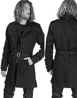 Vixxsin men's black cotton poly double breasted belted 3/4 Lazarus jacket