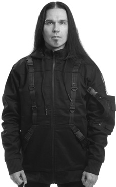 Vixxsin men's black Ludovic hoodie jacket with straps, front zip, black hardware