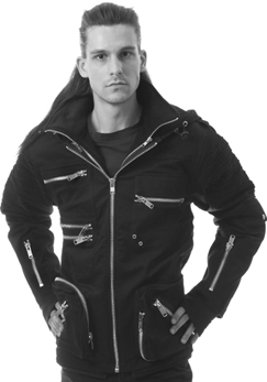 Vixxsin black cotton poly Marcus mens' zip moto jacket