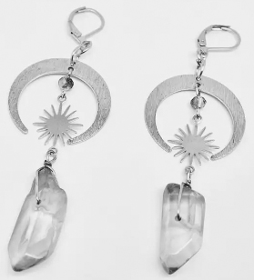 Bohemian star moon crystal pillar earrings