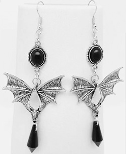 Gothic bat dangle earrings
