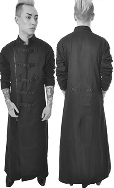  Punk Rave men's black textured cotton poly spandex Morpheus coat
