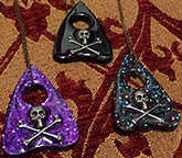 Handmade black glitter Sweet Midnight Ouija Planchette necklace