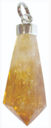 Benjamin citrine rough point with silver top on cord 