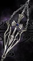 Alchemy English Draconette Art Nouveau, delta winged St George�s Cross with center diamond shaped purple and clear Swarovski crystals