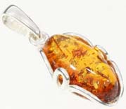 Small Cognac Baltic amber pendant set in sterling silver necklace