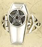 Nirvana sterling silver pentacle coffin poison ring 