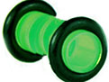 4 ga green lucite plug with black rubber o-rings