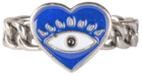 Heart evil eye adjustable ring