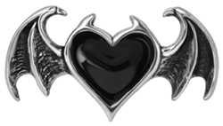 Alchemy English pewter Black Soul winged black heart ring