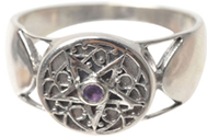 Benjamin Int'l sterling silver star with amethyst stone ring 