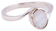 Benjamin Int.rainbow moonstone solitaire bypass shank sterling silver ring