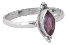 Sterling silver amethyst single diamond cut ring