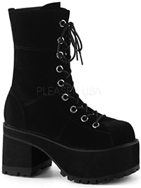 Pleaser/Demonia black pu lace up 4 inch platform women's Ranger calf boot with side zip