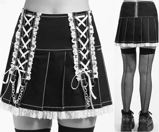 Tripp black and white Lolita ruffled mini skirt