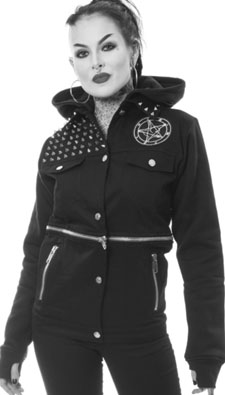 Heartless Rowena ladies' jacket with spikes, patch, hood
