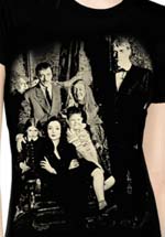 Rock Rebel Addams Family portrait black short sleeve women's t-shirt