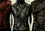 Shrine men's Silver/Black tapestry doubled breasted Cavalier vest
