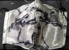 Satin skeleton anatomical/satin lined hand made 3 layer washable surgical mask with adjustable strap