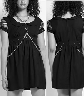 Tripp NYC chain strap dress with fishnet short sleeves