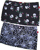 Tripp blk twill zip front mini skirt with skull rose print or spiderweb print