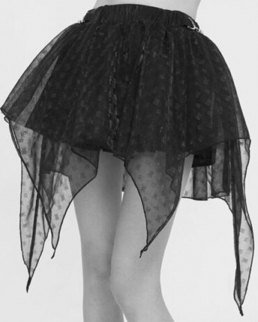 Devil Fashion black poly spandex mesh layered ruffled elastic waist mini skirt