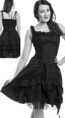 Poizen INdustries cotton poly Soul dress with zip waist corset, strings to raise hemline