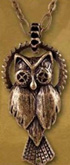 High Concepts Steampunk owl and gear with key pendant on 24 inch antique brass chain