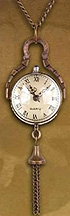 High Concepts Steampunk round clear watch orb with working movement on 24 inch antique brass chain