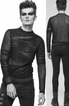 Devil Fashion mens' pullover long sleeve sheer Oroborus gothic top