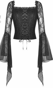 Dark in Love gothic corset top with lace mesh sleeves