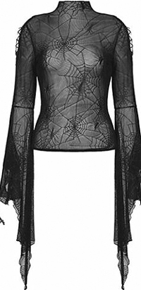 Dark in Love black punk spider mesh exaggerated long sleeve top