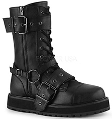 Pleaser/Demonia black pu 1 1/2 inch platform lace up mid calf side zip boot