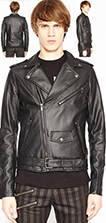 Tripp NYC men's black pu matte vinyl biker zip moto jacket