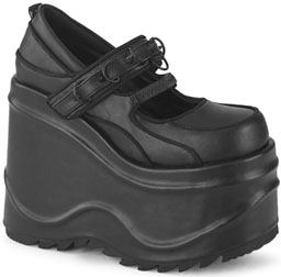 Pleaser/Demonia black pu 6 inch wedge platform mid calf boot with back zip