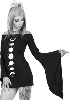 Phases of the Moon Hellz Bellz Too Fast bell sleeve dress