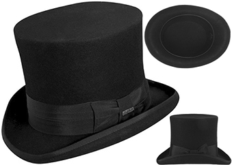 Scala black wool felt Mad Hatter top hat 