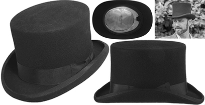 Scala 5 1/2 inch black wool felt Damon English topper hat