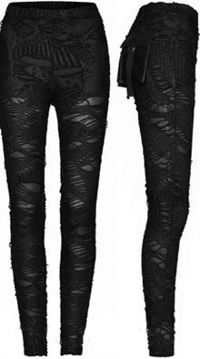 Punk Rave Atomic Skies distressed  textured poly legging pant with leather back pockets, high elastic waist