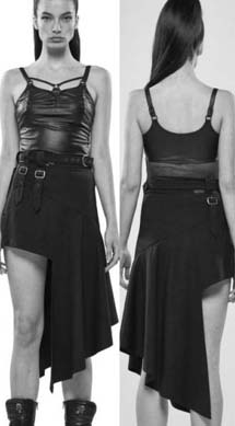 Punk Rave black shiny vinyl asymetric Astarte skirt