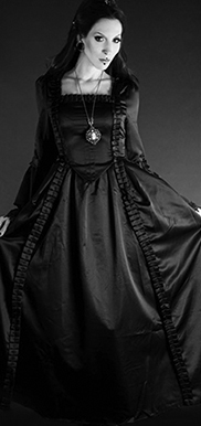 Dracula Clothing long Baroque long sleeve square neck dress