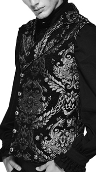 Devil Fashion black/silver gothic collared waistcoat/vest