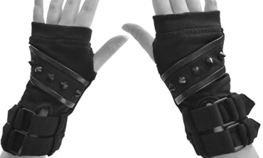 Poizen Industries Xian black cotton elastane lace up buckling gloves